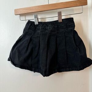 Black denim pleated skirt